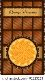 Chocolate bar with orange - vector illustration