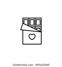 Chocolate Bar Outline Icon - Valentine's Day Elements Icon Set Vector Illustration