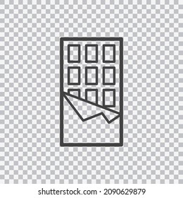 Chocolate bar outline icon. Vector isolated on transparent background.