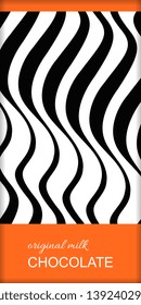 Chocolate bar package design with abstract striped pattern. Easy editable packaging template.