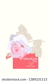 Chocolate Bar Package Design with luxury rose on light yellow background.