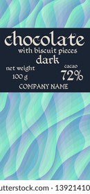 Chocolate bar package design with simple waved background. Marine motif.