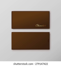 Chocolate bar package packaging blank brown pack set isolated vector illustration