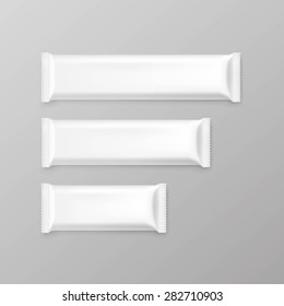 Chocolate bar package packaging blank white pack set isolated vector illustration