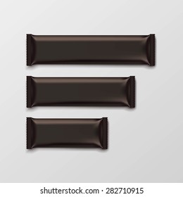 Chocolate bar package packaging blank brown pack set isolated vector illustration