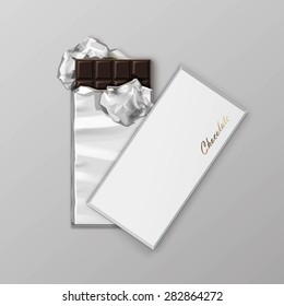 Chocolate bar package packaging blank white pack set isolated vector illustration