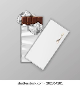 Chocolate bar package packaging blank white pack set isolated vector illustration