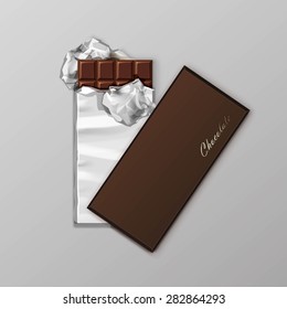 Chocolate bar package packaging blank brown pack set isolated vector illustration