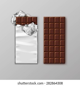 Pacote de barra de chocolate embalagem em branco pacote branco conjunto ilustração vetorial isolada