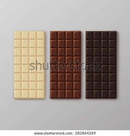 Chocolate bar package packaging blank white pack set isolated vector illustration