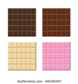 Chocolate bar package packaging set isolated vector