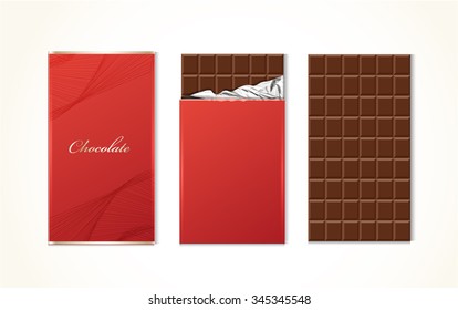 Chocolate bar package packaging set isolated vector