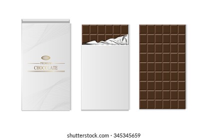 Chocolate bar package packaging set isolated vector