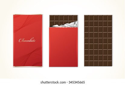 Chocolate bar package packaging set isolated vector