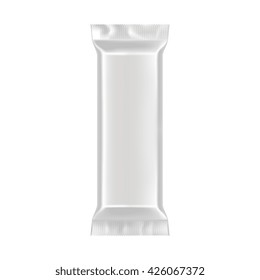 Chocolate bar packaging. Isolated foil bag, blank food packaging.