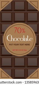 Chocolate bar packaging. Product branding template with label pattern for packaging. Editable brown packaging template. Vector design.