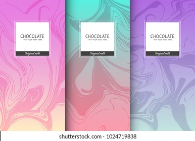 Chocolate bar packaging set. Trendy luxury product branding template with label pattern for packaging. Vector design.