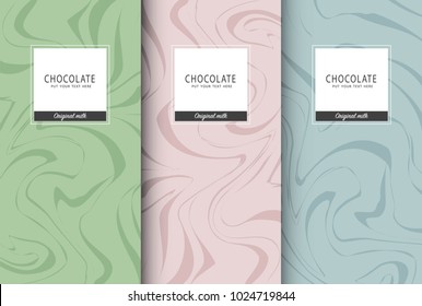 Chocolate bar packaging set. Trendy luxury product branding template with label pattern for packaging. Vector design.