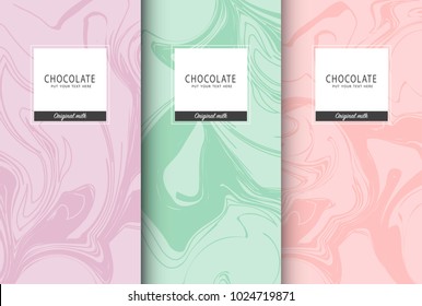 Chocolate bar packaging set. Trendy luxury product branding template with label pattern for packaging. Vector design.