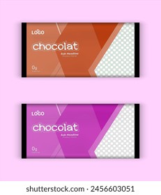 Juego de embalaje de barra de chocolate. Plantilla de marca de productos de lujo de moda con patrón de etiqueta para embalaje. Vector eps diseño.