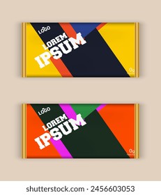 Juego de embalaje de barra de chocolate. Plantilla de marca de productos de lujo de moda con patrón de etiqueta para embalaje. Vector eps diseño.