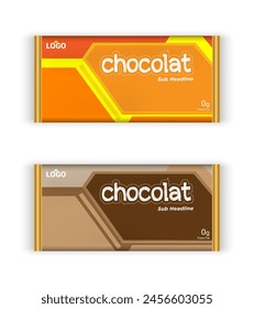 Chocolate bar packaging set. Trendy luxury product branding template with label pattern for packaging. Vector eps design.