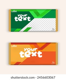 Chocolate bar packaging set. Trendy luxury product branding template with label pattern for packaging. Vector eps design.