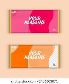 Chocolate bar packaging set. Trendy luxury product branding template with label pattern for packaging. Vector eps design.
