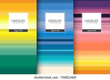 Chocolate bar packaging set. Trendy luxury product branding template with label pattern for packaging. Vector design.