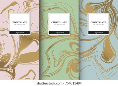 Chocolate Bar Packaging Set. Trendy Luxury Product Branding Template With Label Pattern For Packaging. Vector Design.