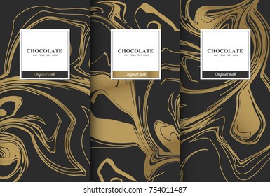 Conjunto de embalagens de barra de chocolate. Modelo de marca de produtos de luxo na moda com padrão de etiqueta para embalagem. Design vetorial.