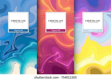 Chocolate bar packaging set. Trendy luxury product branding template with label pattern for packaging. Vector design.