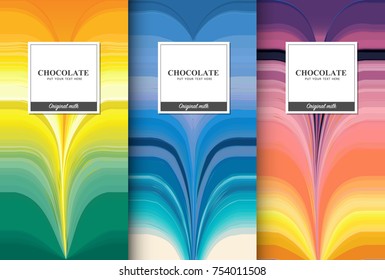 Chocolate bar packaging set. Trendy luxury product branding template with label pattern for packaging. Vector design.