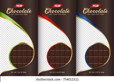 Conjunto de embalaje de la barra de chocolate. Plantilla de diseño de marca de productos de lujo con diseño de etiqueta para el embalaje. Diseño de vectores.