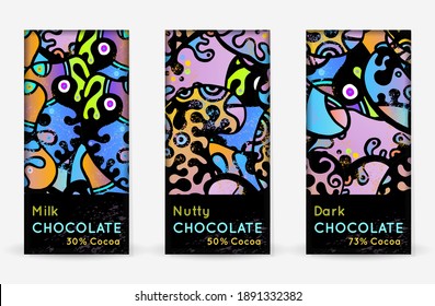 Chocolate Bar Packaging Set. Vector Template