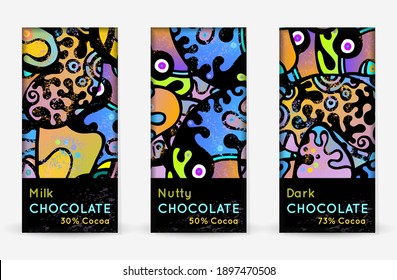 Chocolate Bar Packaging Set. Vector Template