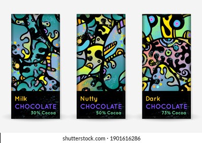 Chocolate Bar Packaging Set. Vector Template