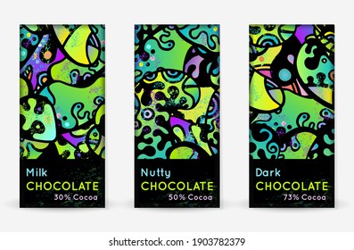 Chocolate Bar Packaging Set. Vector Template