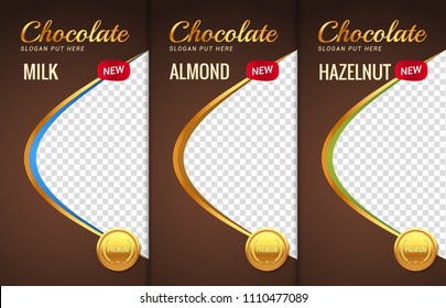 Chocolate bar packaging template design. Chocolate branding product pattern. Vector luxury design package.