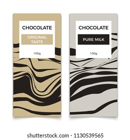 Chocolate bar packaging template design. Chocolate branding product pattern. Vector luxury design package.