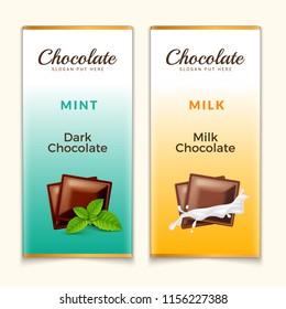 Chocolate bar packaging template design. Chocolate branding product pattern. Vector luxury design package.