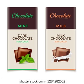 Chocolate bar packaging template design. Chocolate branding product pattern. Vector luxury design package.