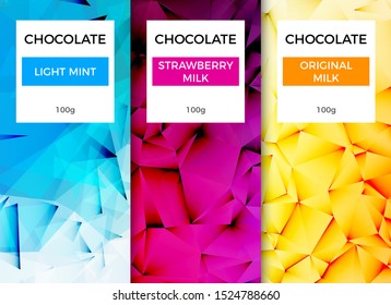 Chocolate bar packaging template design. Chocolate branding product pattern. Vector luxury design package.