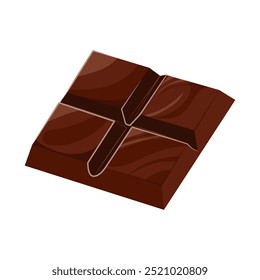 Chocolate bar piece in flat design. Portion slice of dark cocoa dessert. Vector illustration isolated.