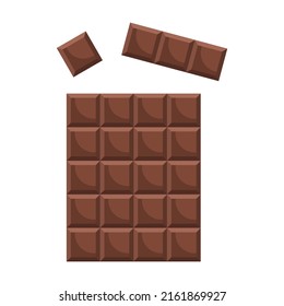 Chocolate bar pieces. Flat design style vector illustration.