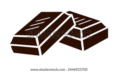 Chocolate bar pieces line icon vector illustration. Hand drawn outline broken dark slab of milk or dark bitter chocolate, stack of sweet blocks of cocoa candy, cacao dessert tiles of square shape