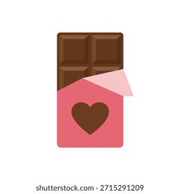 Barra de chocolate en envoltura rosa con corazón