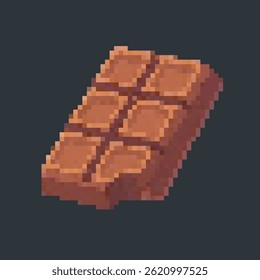 chocolate bar in pixel art style with isolated background