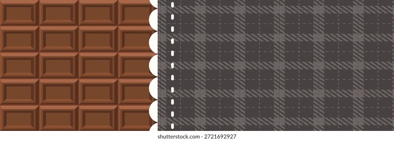 Barra de chocolate e banner horizontal padrão xadrez