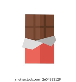 Barra de chocolate em embalagem vermelha Design plano Ilustração Doce Tratar Sobremesa